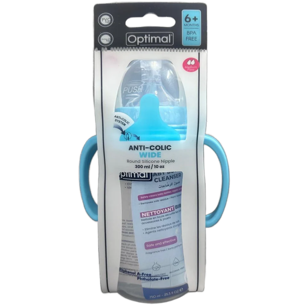 Optimal Anti-Colic Wide Bottle With Handle 6M+