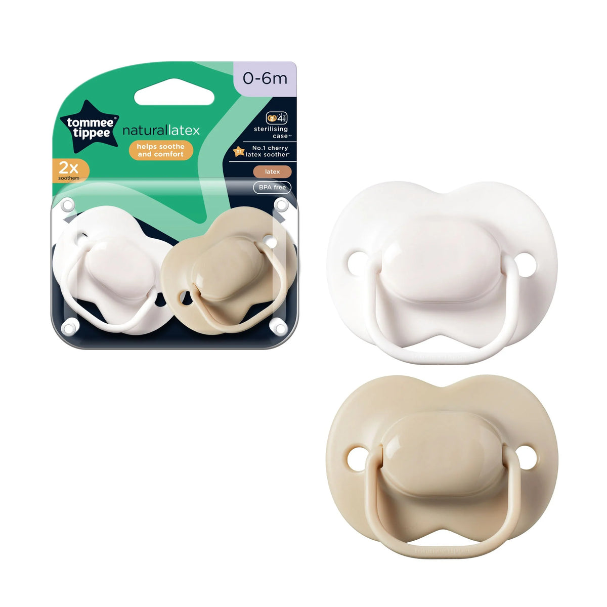 Tommee Tippee Natural Cherry Latex Soother 0-6M Pack Of 2
