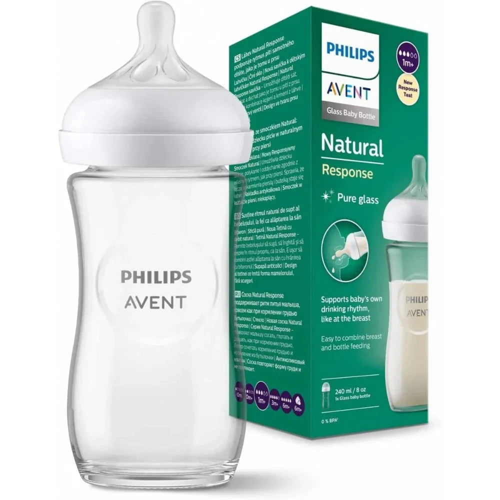 Philips Avent Natural Response Glass Baby Bottle 1M+