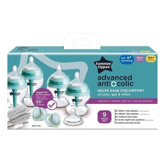 Tommee Tippee Advanced Anti-Colic Newborn Baby Bottle Starter Kit - 9 Piece Set