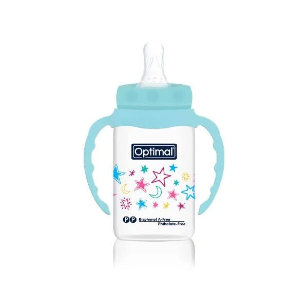 Optimal Anti-Colic Slim Round Silicone Nipple Bottle 0M+ With Handle