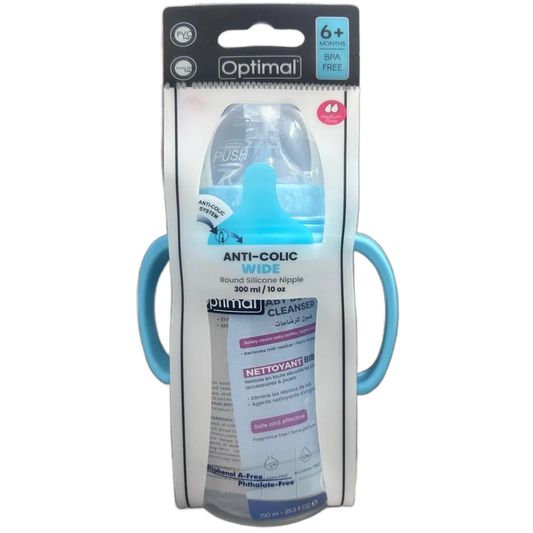 Optimal Anti-Colic Wide Bottle With Handle 6M+