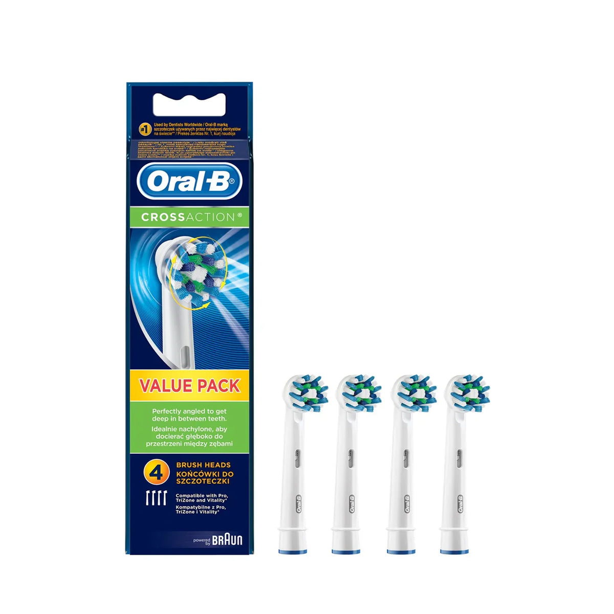 Oral-B Cross Action Replacement Toothbrush Heads, 4 pcs