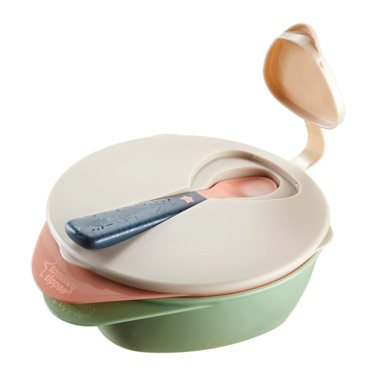 Tommee Tippee Easy Scoop Bowls With Lid And Feeding Spoon 6M+