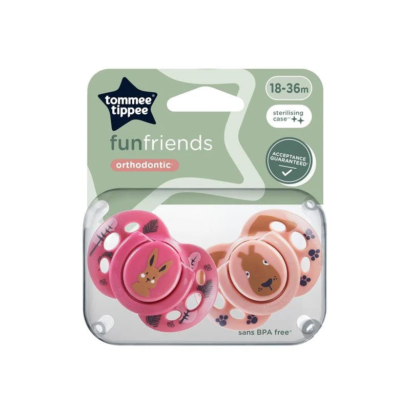Tommee Tippee FunFriends Orthodonyic Soothers 18-36M Pack Of 2