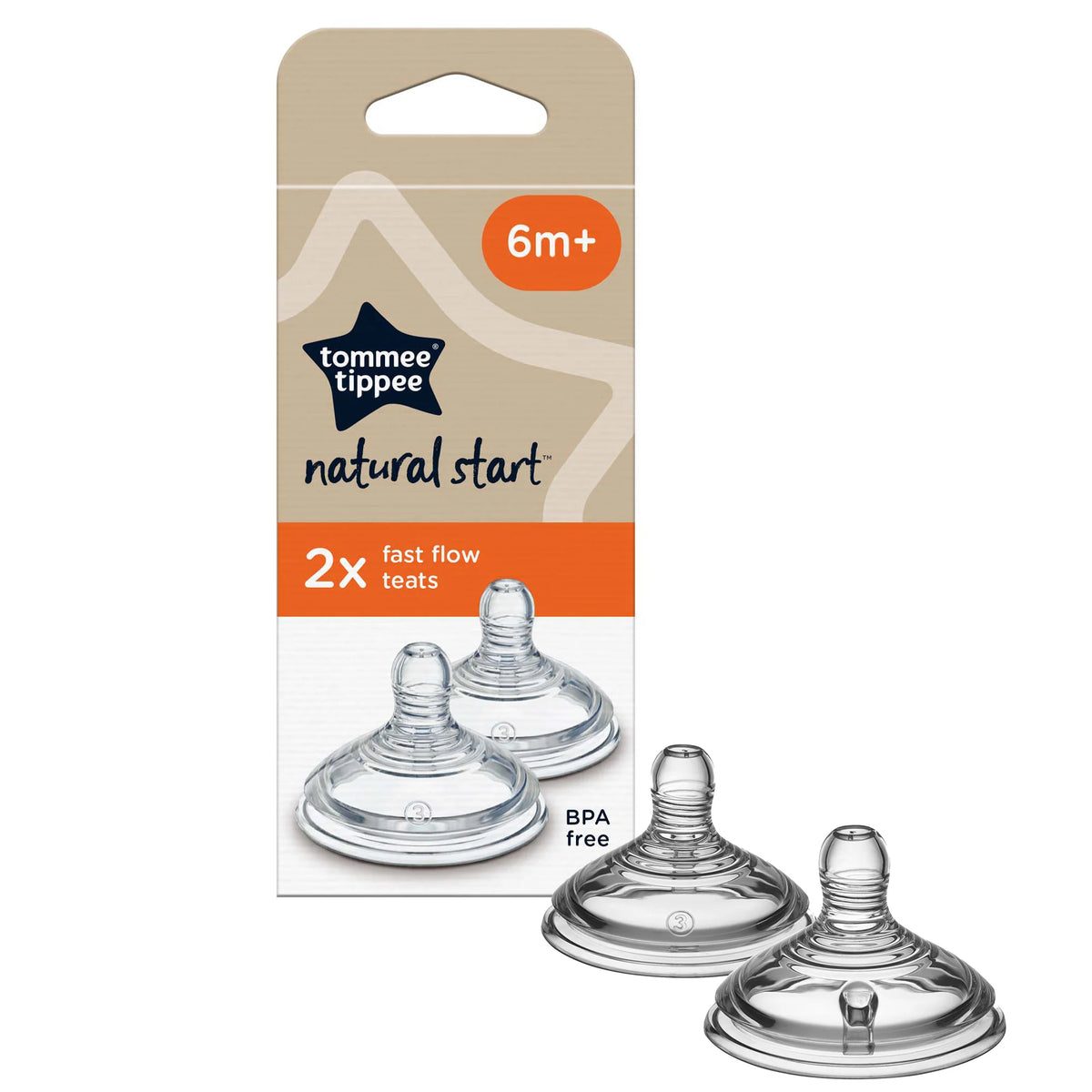 Tommee Tippee Natural Start Fast Flow Teats 6M+ Pack Of 2