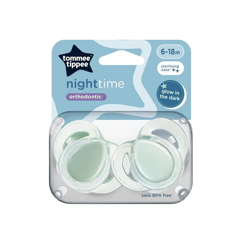 Tommee Tippee Nightime Orthodontic Soothers 6-18M Pack Of 2