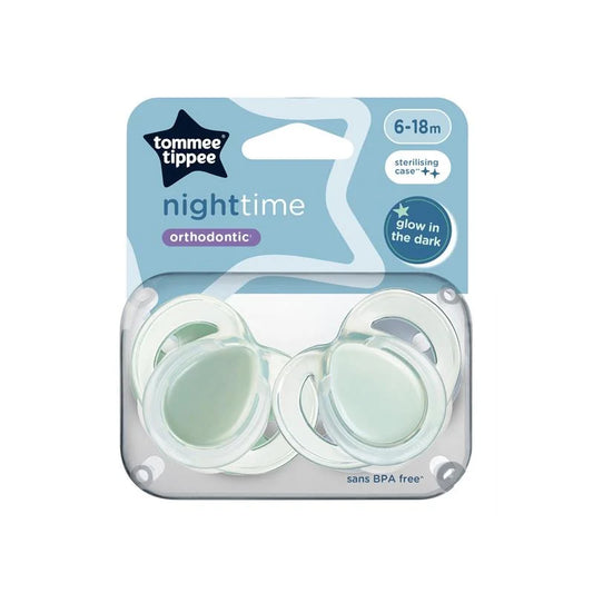 Tommee Tippee Nightime Orthodontic Soothers 6-18M Pack Of 2
