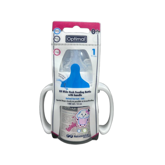 Optimal P.P Wide Neck Feeding Bottle With Handle 0M+