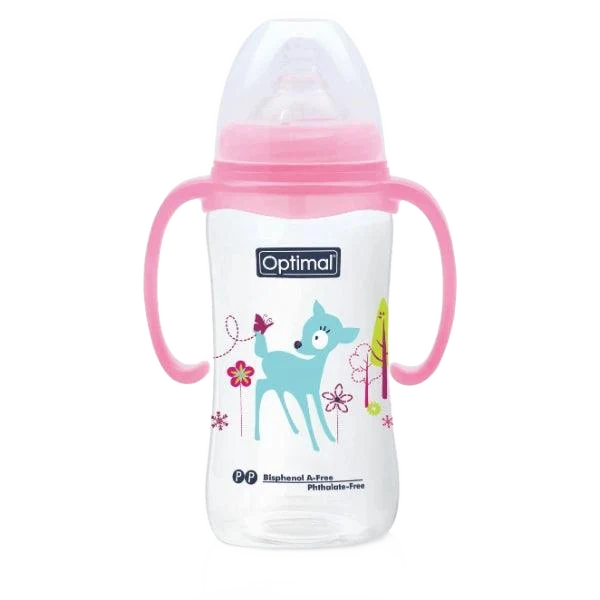 Optimal P.P Wide Neck Feeding Bottle With Handle 6M+