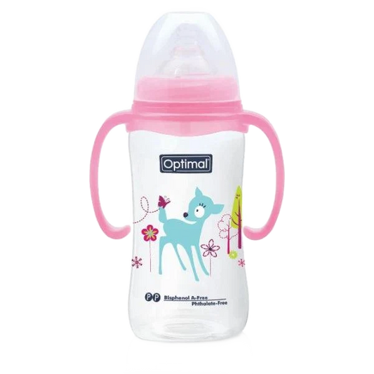 Optimal P.P Wide Neck Feeding Bottle With Handle 6M+