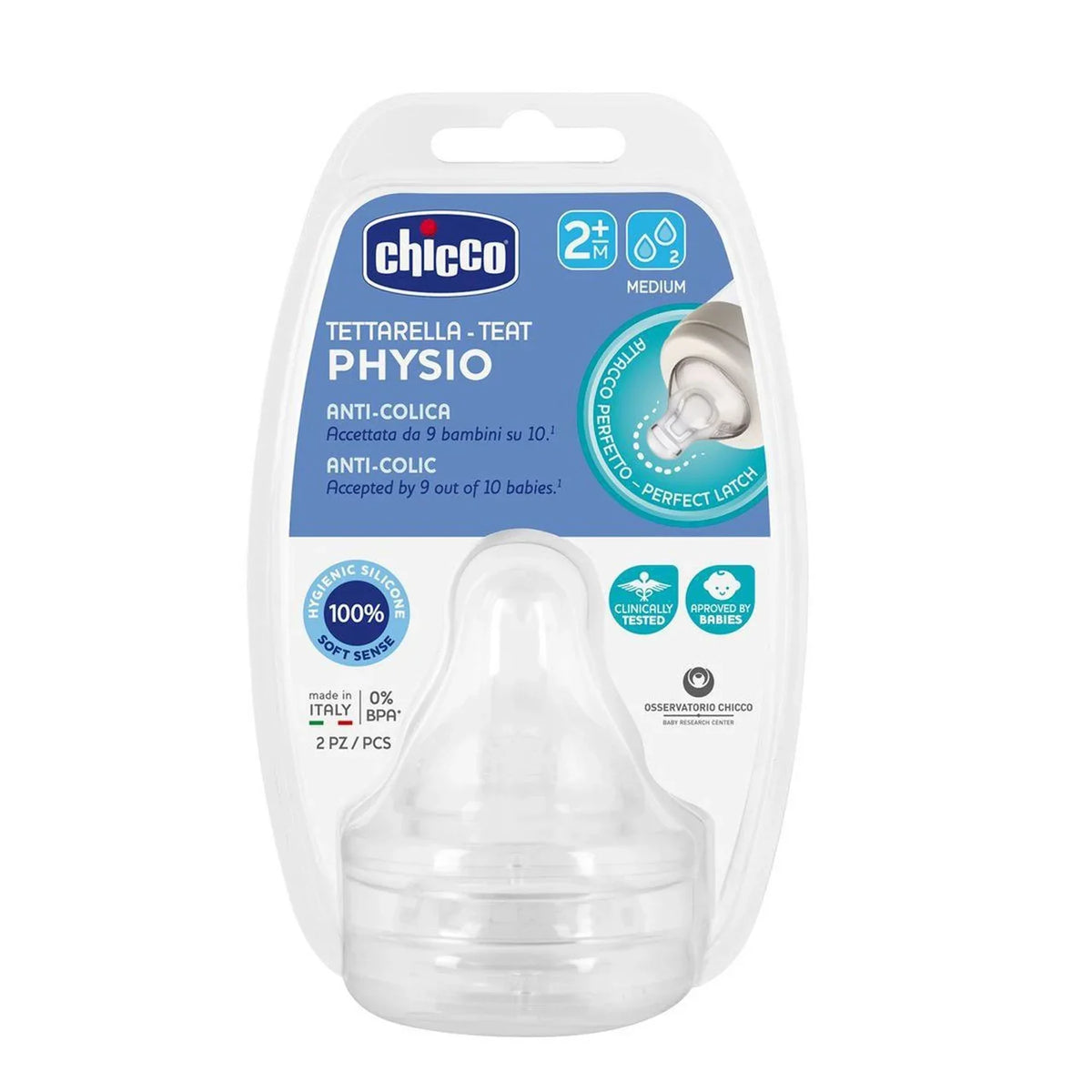 Chicco Physio Teats 2M+ Medium Flow 2pcs