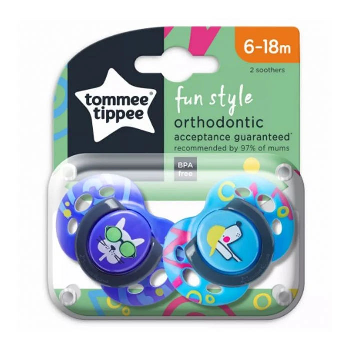 Tommee Tippee Fun Styles Orthodontic Soother Pack Of 2 6-18M