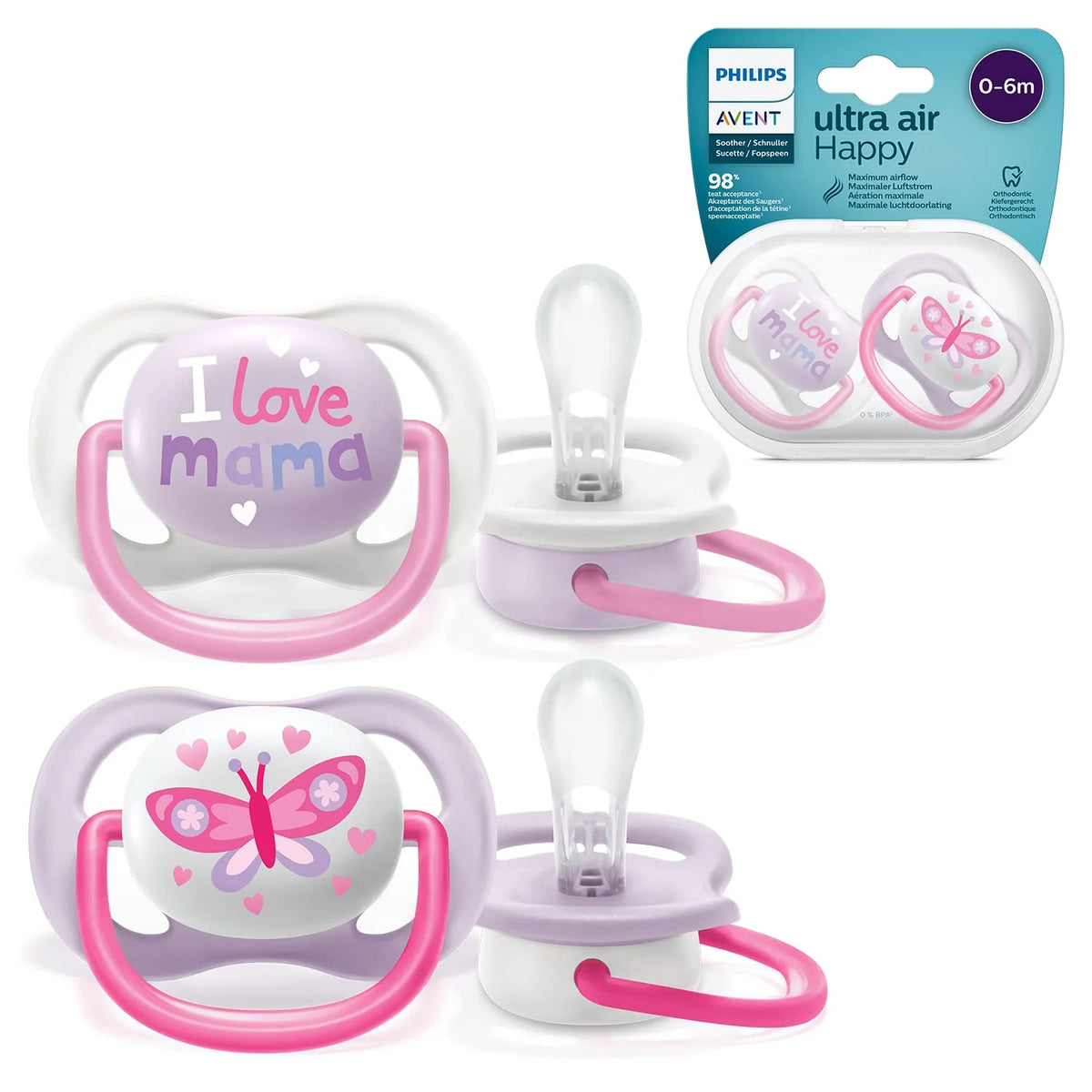 Philips Avent Ultra Air Happy Soother 0-6M Pack Of 2