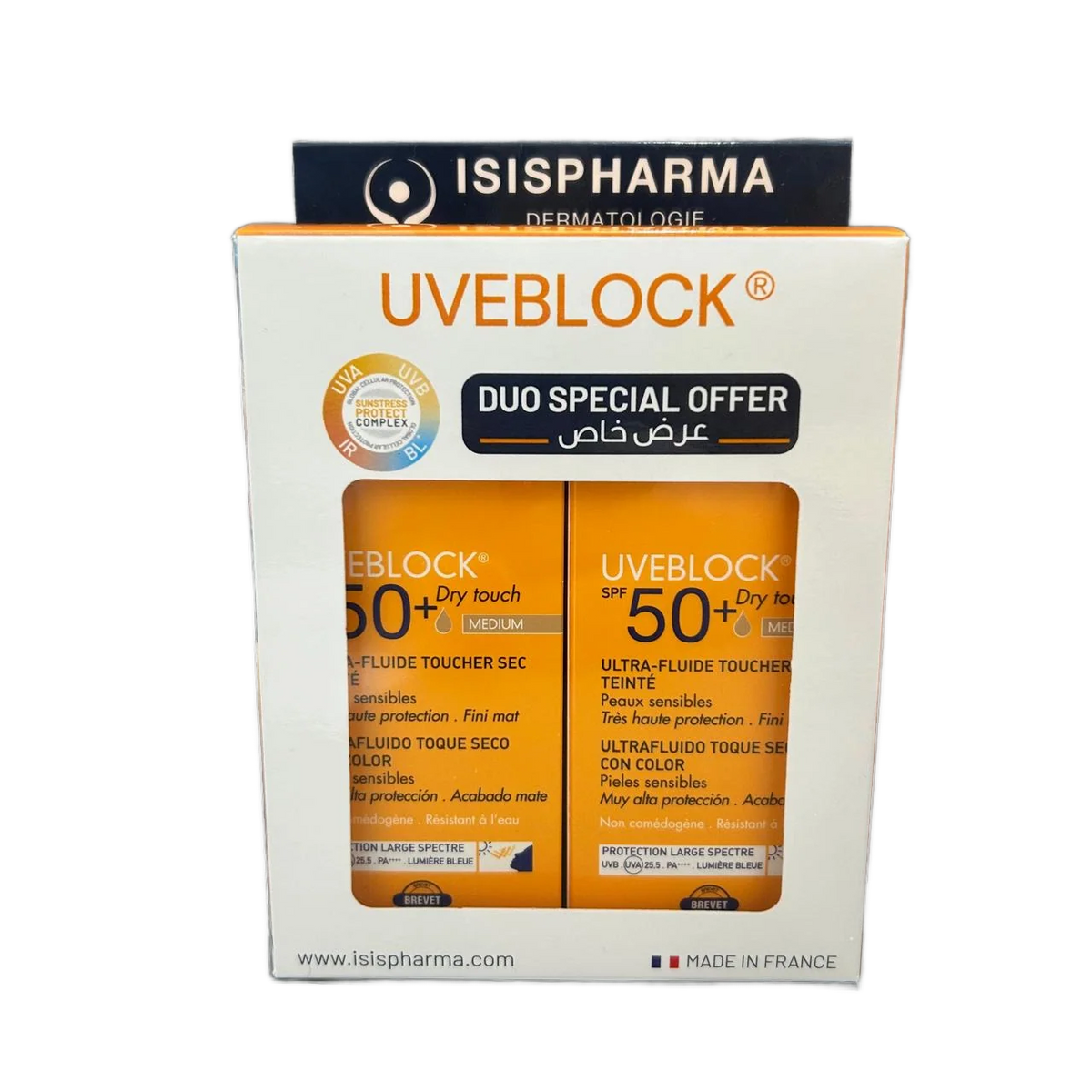Isispharma UVEBlock Tinted Dry Touch SPF50+ Duo