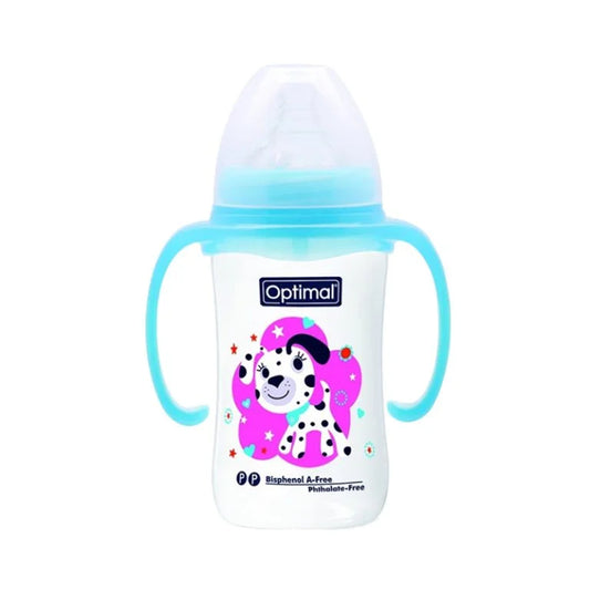 Optimal neck feeding bottle with handle